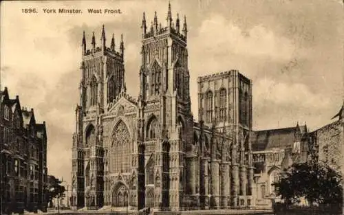 Ak York Yorkshire England, Yorker Münster, Westfassade