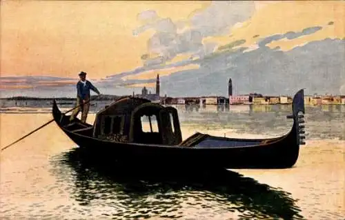 Künstler Ak Venedig Veneto, Gondola in Bacino di S. Marco