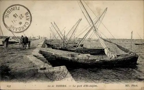 Ak Djerba Tunesien, Der Hafen von El Adjim, Fischerboote, Hafen