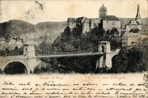 Ak Loket Elbogen Region Königgrätz, Burg Elbogen, Brücke