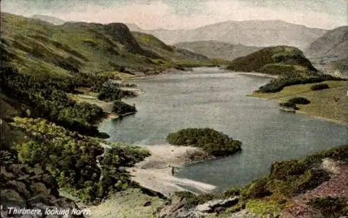 Ak Lake District Cumbria England, Thirlmere, Blick nach Norden