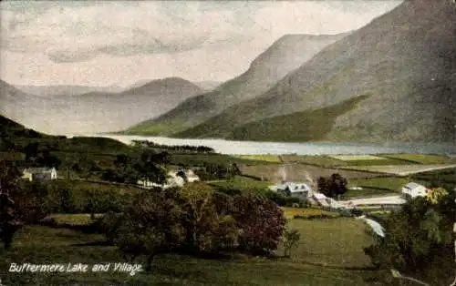 Ak Buttermere Cumbria England, See, Dorf