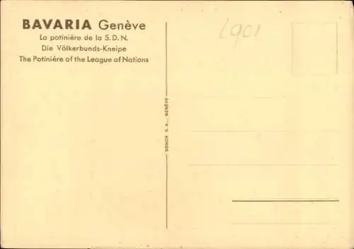 Künstler Ak Genève Genf Schweiz, Bavaria, Völkerbunds-Kneipe