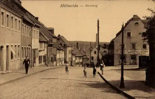 Ak Mittweida in Sachsen, Steinweg, Restaurant zur Bleibe