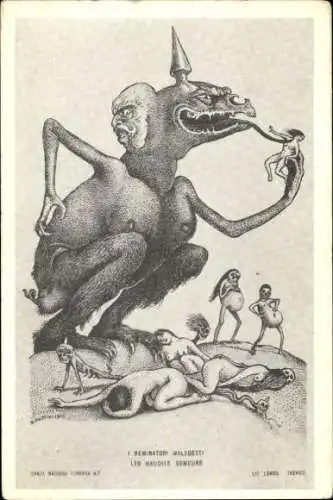 Künstler Ak Alberto Martini, Danza Macabra Europea, Die verfluchten Sämänner