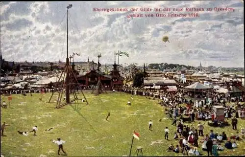 Künstler Ak Fritsche, Otto, Dresden, Ehrengeschenk der Bogenschützengilde für das neue Rathaus