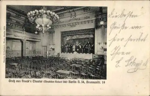 Ak Berlin Mitte, Noack's Theater, Saal, Bühne, Brunnenstraße 16