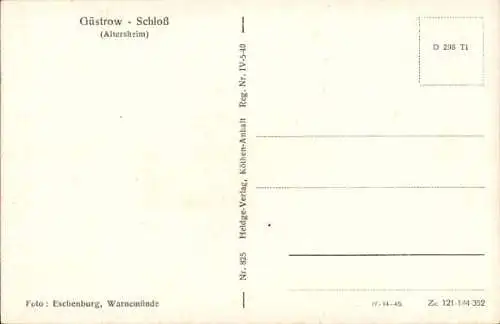 Ak Güstrow in Mecklenburg, Schloss, Altersheim