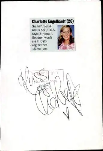 Ak Schauspielerin Charlotte Engelhardt, Autogramm