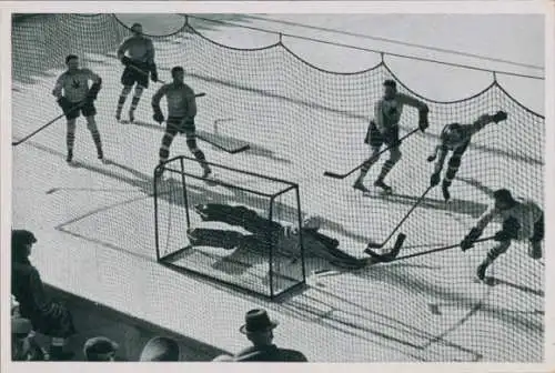 Sammelbild Olympia 1936, Eishockeyspiel Kanada gegen Österreich