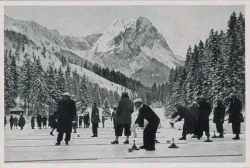 Sammelbild Olympia 1936, Winterspiele, Eisschießen auf dem Rießersee