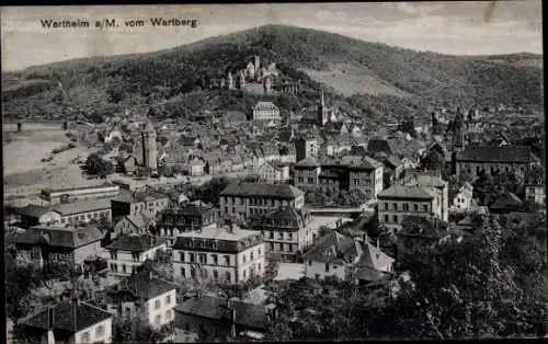 Ak Wertheim am Main, Stadtansicht vom Wartberg aus