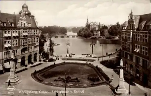 Ak Kaliningrad Königsberg Ostpreußen, Schlossteich vom Schloss aus gesehen