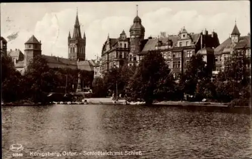 Ak Kaliningrad Königsberg Ostpreußen, Schlossteich mit Schloss