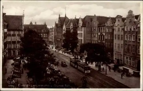 Ak Gdańsk Danzig, Langemarkt, Grünes Tor