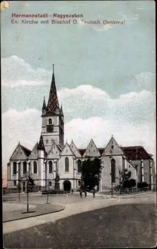 Ak Sibiu Nagyszeben Hermannstadt Rumänien, Ev. Kirche, Bischof D. Teutsch Denkmal