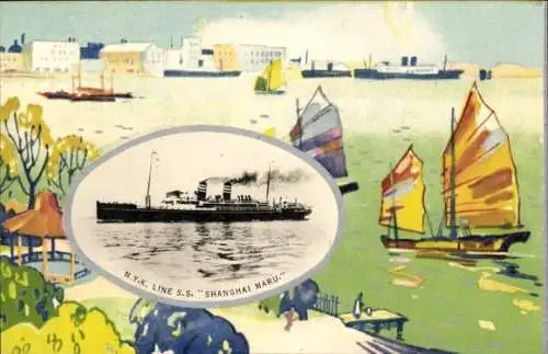 Passepartout Ak NYK Line, Dampfer SS Shanghai Maru