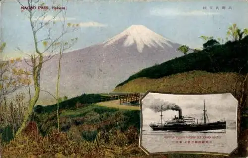 Passepartout Ak NYK Line, Dampfer SS Kamo Maru, Nagao Pass, Hakone