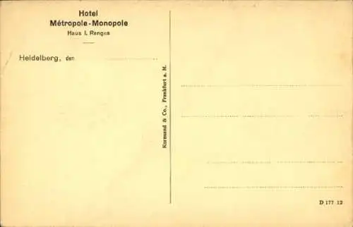 Passepartout Ak Heidelberg am Neckar, Hotel Metropole Monopole, H. L. Fellmeden, Gartenpartie