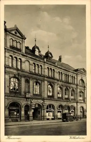 Ak Hannover in Niedersachsen, Blick zum Volksheim, Straße, Sängerfest 1928