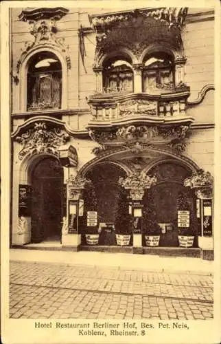 Ak Koblenz am Rhein, Hotel Restaurant Berliner Hof, Rheinstraße 8