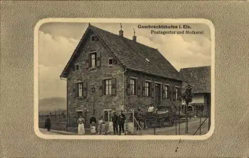 Passepartout Ak Gumbrechtshoffen Gumbrechtshofen Elsass Bas Rhin, Postagentur, Molkerei