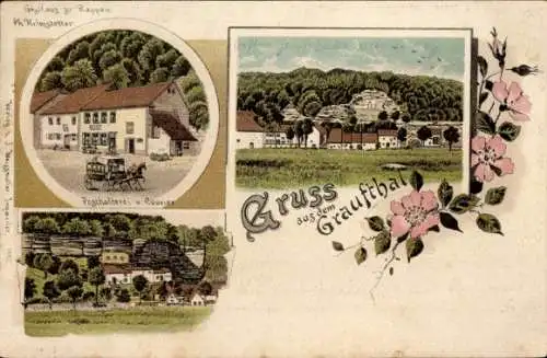 Ak Graufthal Eschbourg Eschburg Elsass Bas Rhin, Gasthaus, Posthalterei, Totalansicht