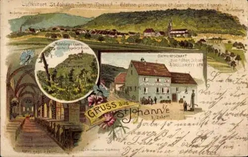 Litho Saint Jean Saverne St Johann bei Zabern Elsass Bas Rhin, Gastwirtschaft zum roten Ochsen