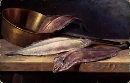 Ak Fische im Topf, Tisch