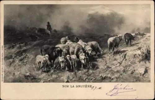 Künstler Litho Mali, Schafe, Schafherde, Hirte