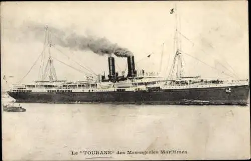 Ak Dampfer Le Tourane, Messageries Maritimes