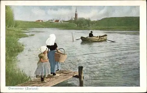 Ak Overzetveer Zeeland, Volkstrachten, Kirche