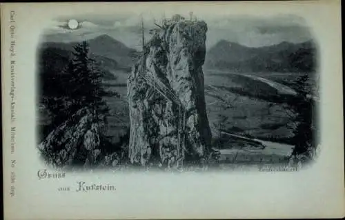 Mondschein Ak Kufstein in Tirol, Teufelskanzel