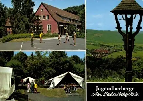 Ak Bischofsheim vor der Rhön Unterfranken, am Bauersberg, Jugendherberge, Panorama