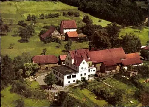 Ak Heimbuchenthal im Spessart, Gasthof und Pension Heimatenhof aus der Vogelschau