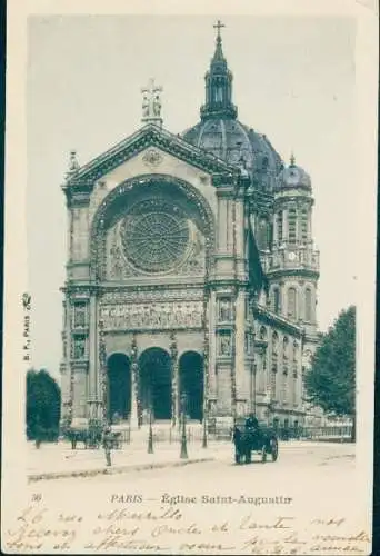 Glitzer Ak Paris VIII Élysée, Kirche Saint Augustin