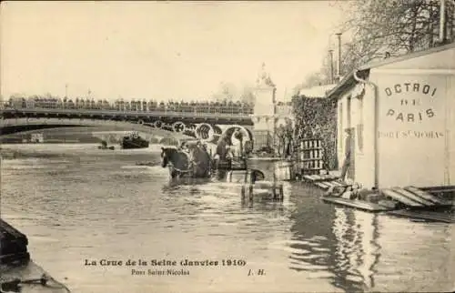 Ak Paris VIII Élysée, Port Saint Nicolas, Überschwemmung der Seine, Januar 1910