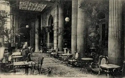 Ak Paris VIII, Hotel Continental, Veranda