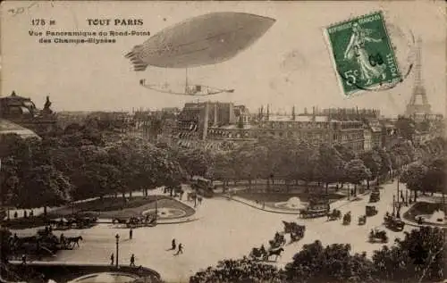 Ak Paris VIIIe Élysée, Panoramablick auf den Rond-Point