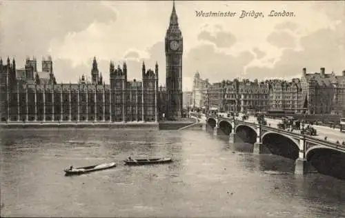 Ak London City England, Westminster-Brücke