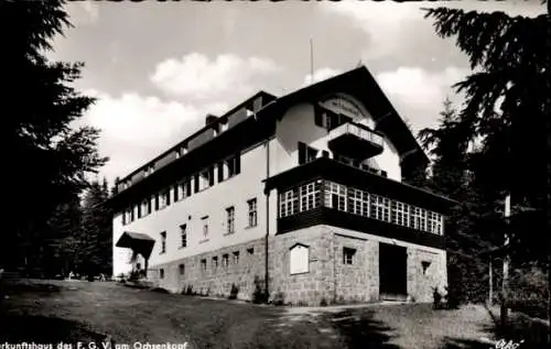 Ak Fichtelberg im Fichtelgebirge Oberfranken Bayern, Unterkunftshaus des F. G. V. am Ochsenkopf