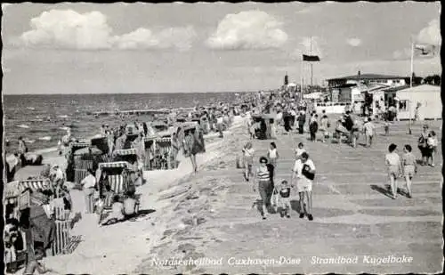 Ak Nordseebad Döse Cuxhaven, Strandbad Kugelbake, Promenade, Strandkörbe, Strand