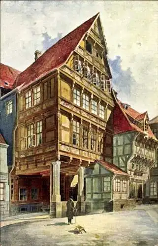 Künstler Ak Heyer, R., Hildesheim in Niedersachsen, Das Pfeilerhaus am Andreasplatz