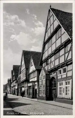Ak Rinteln an der Weser, Bäckerstraße, Fachwerkhäuser