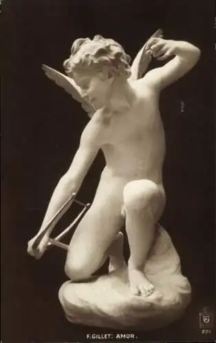 Ak Plastiken, F. Gillet, Amor, Ansicht eines Engels