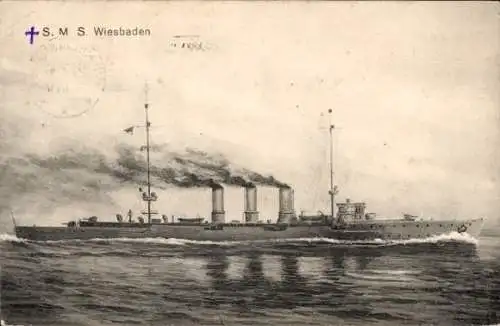 Ak Deutsches Kriegsschiff, SMS Wiesbaden, Kaiserliche Marine