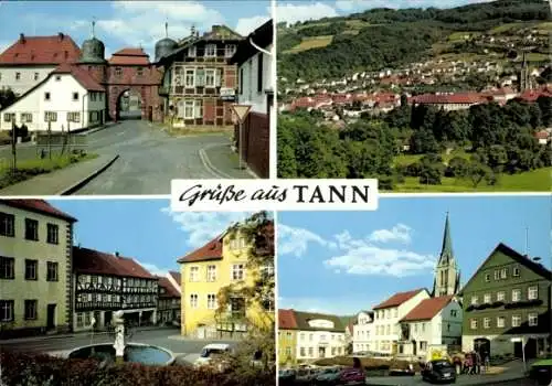 Ak Tann in der Rhön Osthessen, Panorama, Tor, Brunnen, Markt