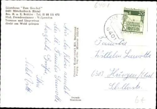 Ak Mittelkalbach Hessen, Gasthof Zum Grashof