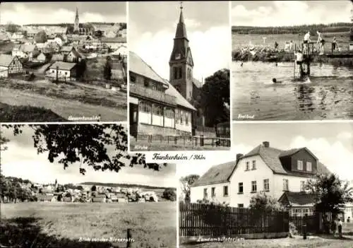 Ak Frankenheim in der Rhön, Freibad, Kirche, Landambulatorium, Blick von der Binzerstraße