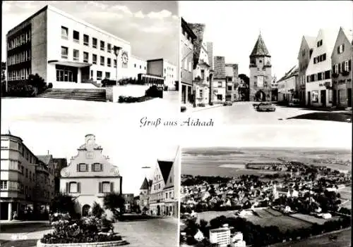 Ak Aichach in Schwaben, Luftbild, Tor, Teilansichten